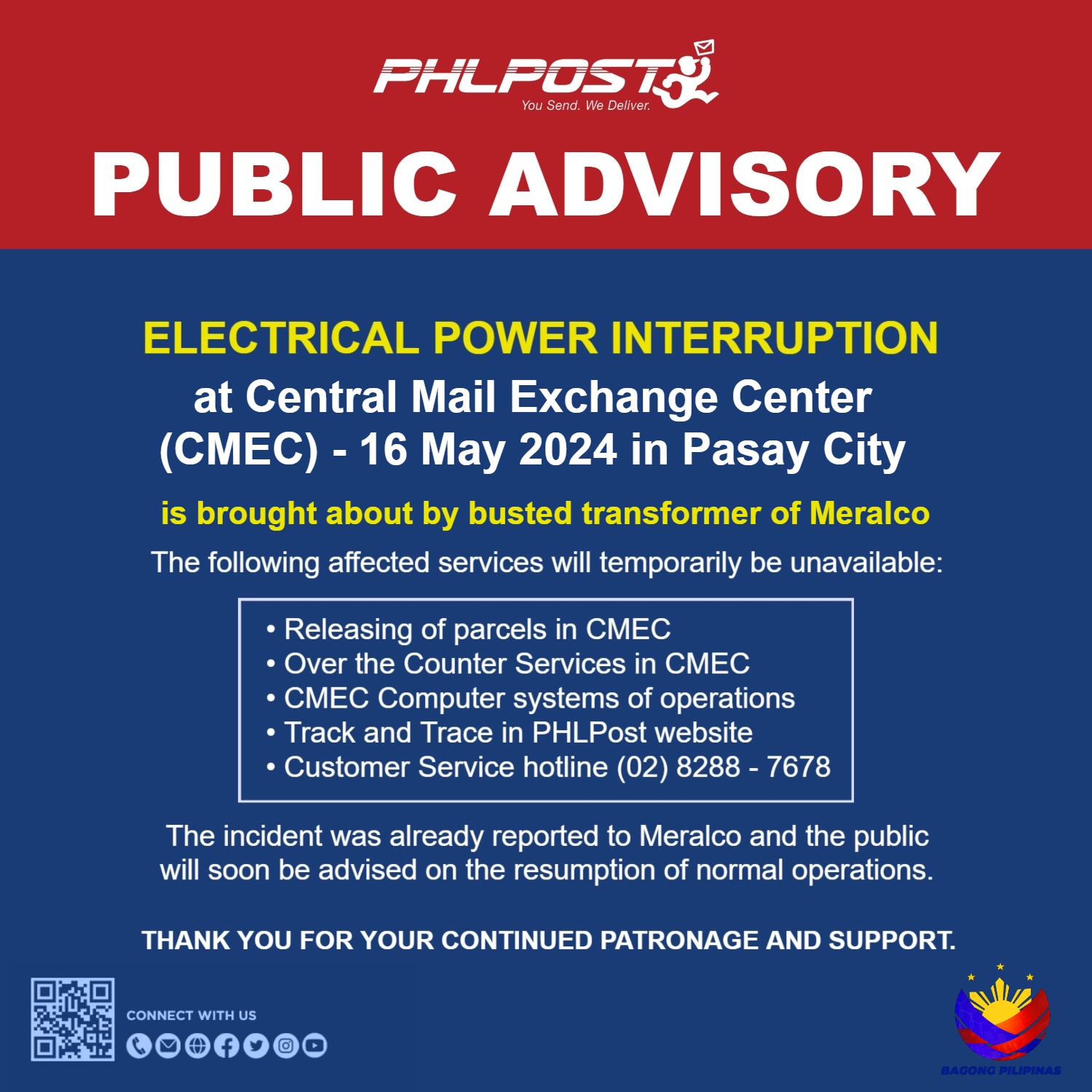 Electrical Power Interruptionat CMEC, Pasay City – May 16